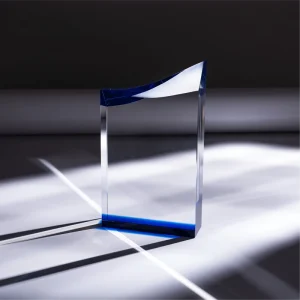 Custom Logo Laser Engraved Waterproof Blue Crystal Awards Trophies Premium K9 Crystal Plaque for Business Achievement Sports