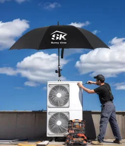 Custom Logo Magnet Air Conditioner Umbrella Outdoor Sun Shade for HVAC Magnetic Umbrella Holder