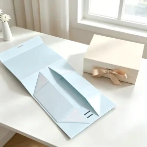 Custom Logo Magnetic Closure Foldable Rigid Gift Box Ribbon Recyclable Grey Board Embossing Luxury Packaging Apparel