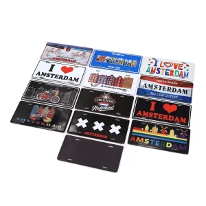 Custom Logo Metal Magnet Fridge Magnet Personalized Design Tourist Souvenir Medium Sheet Size Licence Plate Magnetic Sticker