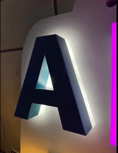 Custom Logo Mini Backlit Titanium Gold Resin Letters Stainless Steel LED Door Head Advertising Sign Illuminated Lighting