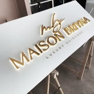 Custom Logo Mini Backlit Titanium Gold Resin Letters Stainless Steel LED Office Multi color Door Head Advertising Sign Billboard