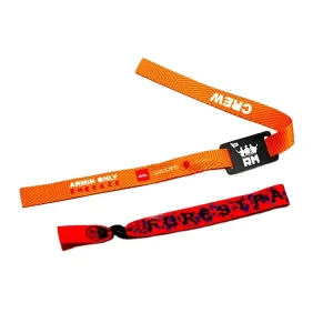 Custom Logo Nylon Fabric Festival Woven RFID Wristband with PVC Bar Code