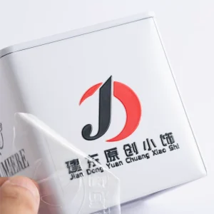 Custom Logo PVC Crystal Transfer Stickers with UV Printing Transparent Trademark Self Adhesive 2D Code Labels