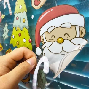 Custom Logo PVC Self Adhesive Static Cling Glass Film Removable Colorful Window Stickers for Office Door Decoration