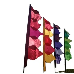 Custom Logo Pennant Festival Flag Silk Banner Metal Pole for Automotive Insurance Agriculture Display Digital