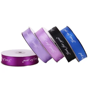 Custom Logo Polyester Gold Foil Cintas Satin Ribbon Rolls for Packing Decoration Printing