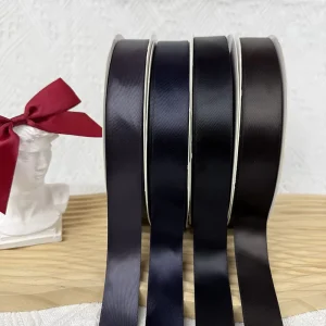 Custom Logo Printed Black Polyester Satin Ribbon Low MOQ Colors in Stock for Luxury Branding Gift Box Packaging