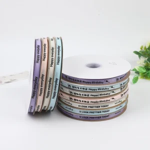 Custom Logo Printed Satin Ribbon Source Factory Gift Box Packaging Ribbon