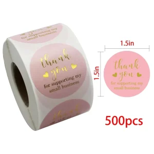 Custom Logo Printed Waterproof Vinyl Roll Adhesive Sticker Thank You Self Seal Label Stickers Gift Packaging
