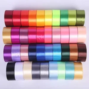 Custom Logo Pure Color 100% Polyester Solid Recycled Satin Fabric Ribbon with Logo for Gift Wrap