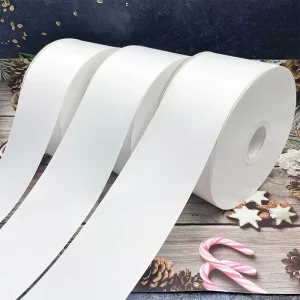 Custom Logo Ribbon White Silk Satin Ribbon for Gift Wrapping 75mm 100 Yards Single Roll for Events & Crafts