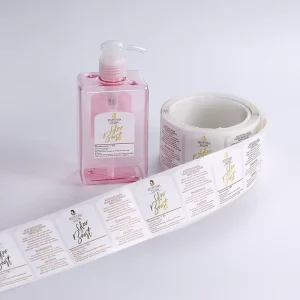 Custom Logo Roll Label Gold Foil Clear Cosmetic Stickers Waterproof Transparent Labels