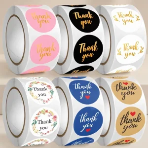Custom Logo Round Packaging Stickers Bakery Gifts Waterproof Vinyl Self-Adhesive Round Food Sealing Labels Printed Label Rolls