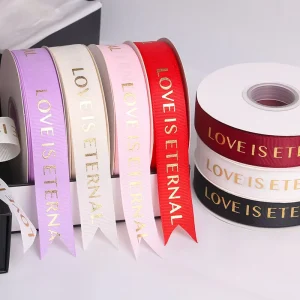 Custom Logo Satin Ribbon With Logo Custom Various Color Gift Wrapping Polyester Satin Ribbon