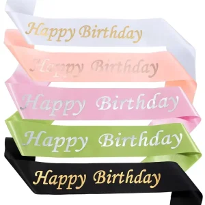 Custom Logo Satin Ribbon for Gift Wrap Happy Birthday Sash Shoulder Strap Happy Birthday Party Crown Ceremonial Belt