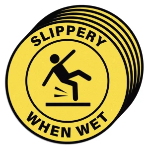 Custom Logo Self Adhesive Vinyl Waterproof Sticker 18 Inch Caution Slippery When Wet Sticker Floor Safety Warning Sign Label Tag
