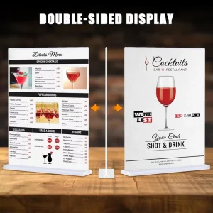 Custom Logo Size L Shaped Acrylic Table Sign Holder Horizontal Desktop Display Stand