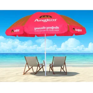Custom Logo Solar Outdoor Patio & Garden Beach Umbrella Windproof with Company Advertising Parasol Umbrella