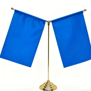 Custom Logo Stainless Steel Pole Nylon Pennant Flag Stand Digital Printed Waterproof Bulk Office Party Decor