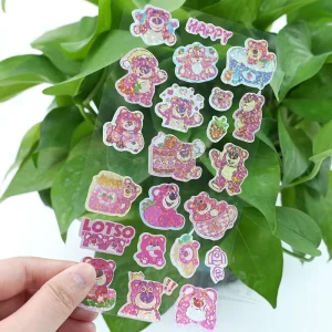 Custom Logo Sticker Kiss Cut Waterproof Anime Cartoon Pvc Paper Transparent Kiss Cut Vinyl Sticker Sheet Custom