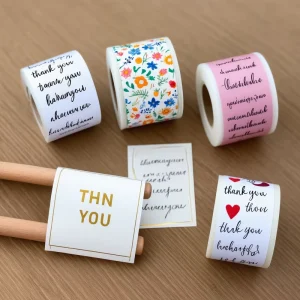 Custom Logo Sticker Label Printing Waterproof Roll Paper Adhesive Round Logo Supplier Custom Barcode Roll Label Sticker
