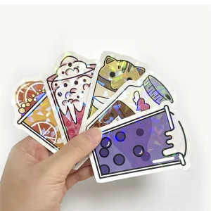 Custom Logo Stickers Set Bright Glossy Waterproof Self Adhesive Vinyl Uv Printing Die Cut High Definition Anime Design