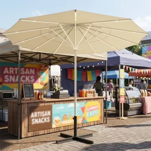 Custom Logo Sublimation Promotional Parasol 250G Polyester Canopy Steel Frame for Bar Market Trade Show Outdoor Promotion Shade