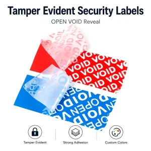 Custom Logo Tamper Evident Void Sticker Self Seal Security Label with QR Code Serial Number for Packaging