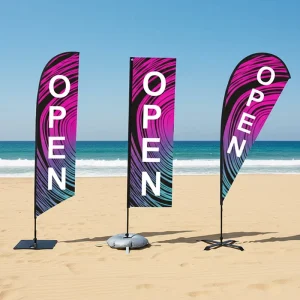 Custom Logo Teardrop Flag Full Color Vibrant Printing Fade Resistant Polyester Waterproof Outdoor Marketing Campaigns