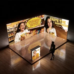 Custom Logo Trade Show Tension Fabric Display Portable Light Box Exhibition Booth