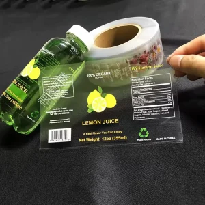 Custom Logo Transparent PVC BOPP Roll Labels Waterproof UV Printed Vinyl Stickers for Bottle Craft Candle Packing Permanent
