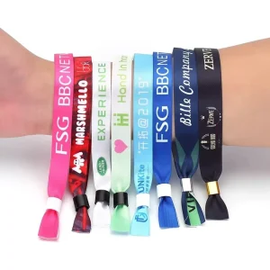 Custom Logo VIP Polyester Fabric Wristband with Star Promotional Cloth Embossed & Printed for Clubs and Events