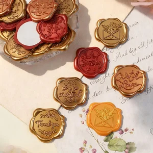 Custom Logo Wax Stamp Self Adhesive Sealing Wax Stickers Vellum Paper Envelope Wedding Invitation Wax Seal