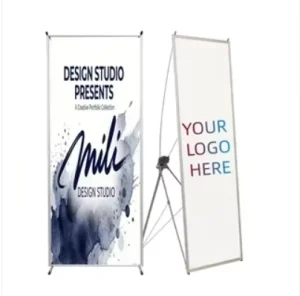 Custom Logo X Banner Stand Set Iron Frame Printed Fabric Banner Trade Show Event Promotion 7 Days Shipping X Banner Stand