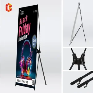 Custom Logo X Banner Stand Set Iron Frame Printed Fabric Banner Trade Show Event Promotion 7 Days Shipping X Banner Stand