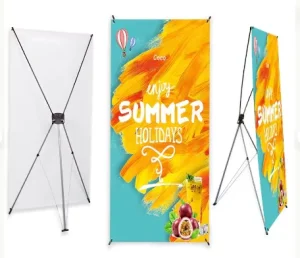 Custom Logo X Banner Stand Set Iron Frame Printed Fabric Banner Trade Show Event Promotion 7 Days Shipping X Banner Stand