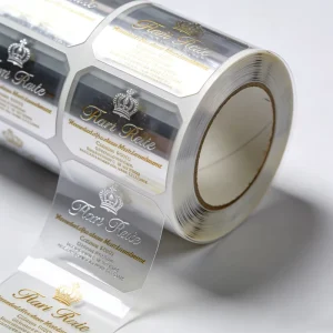 Custom Low MOQ Luxury Vinyl PVC Transparent Glossy Waterproof Cosmetic Skin Care Adhesive Tear Resistant Foil Stamping Labels