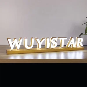 Custom Luminous Logo Signboard 3D Frontlit Backlit Mini Acrylic Light-up Letters Signage Table Top LED Sign