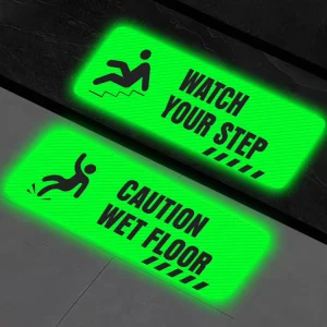 Custom Luminous Sticker Floor Decal Will Textured Lamination Film Watch Your Step Caution Wet Floor Anti Slip Floor Stickers