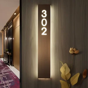 Custom Made Hebrew LED House Number Sign Outdoor Luminous Business Logo Metal Backlit Address Plaque Apartment Door Number Light