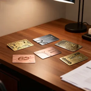 Custom Made Premium Metal Business Cards Hollow Etched VIP Membership Cards Brass Rose Gold Plated Collectible Cards