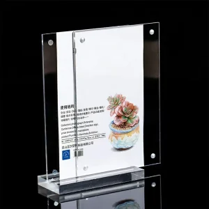 Custom Magnetic Acrylic A4 Menu Holder T Shape Table Sign Stand Premium Restaurant Display