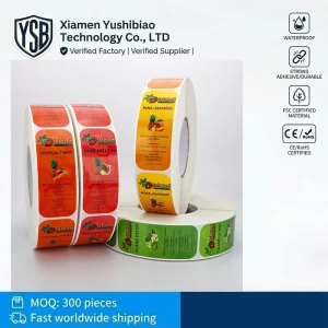 Custom Mango Bottle Labels Waterproof PET BOPP Roll Stickers for Beverage Drinks Personalized Logo Design Printing