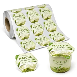 Custom Matcha Yogurt Aluminum Foil Lid Roll Film Food Grade Heat Seal Easy Peel Hexagon Lid for Dairy Cup Jar