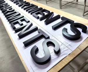 Custom Matte Stainless Steel Letters Non Illuminated Enamel Metal Signage for Business Front Wall Logo Office Store Facade