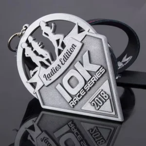 Custom Medal Supplier Custom Hollow Shield Shape 10K Running Medal Antique Silver for Race Award Souvenir