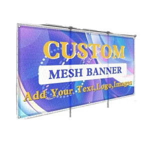 Custom Mesh Banner 10×4 Vinyl Construction Site Promotional Fencing Banners, Banner Mesh Signage Promotion Flags for Roadside
