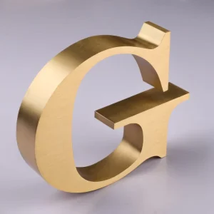Custom Metal Building Wall Sign 3D Brushed Brass Channel Letter Sign