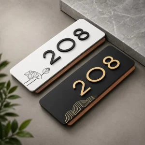 Custom Metal House Numbers Door Plate in Brass With Wall Mounted Design for Real Estate Project